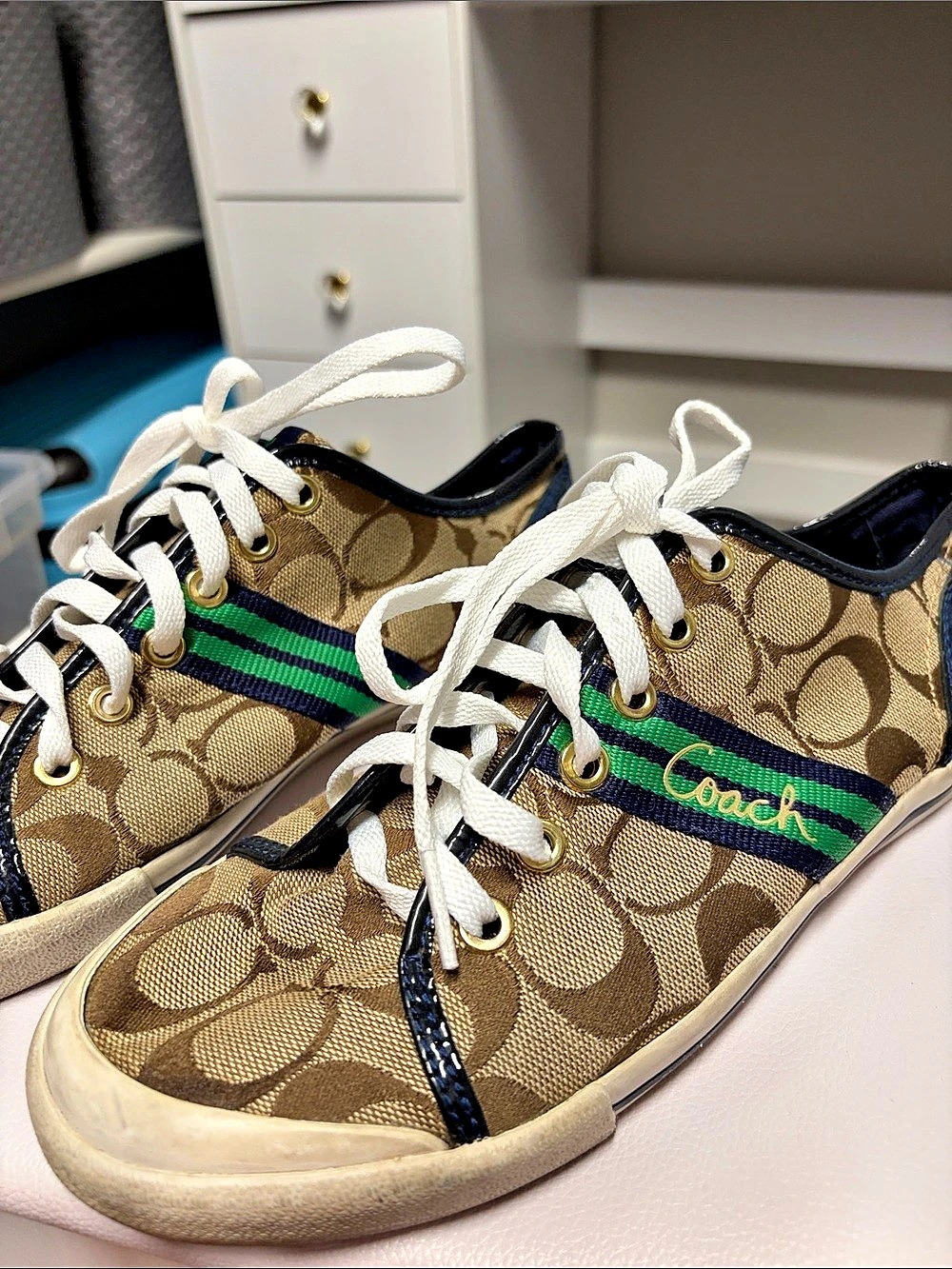 Coach Signature Canvas Sneakers in Brown & Green